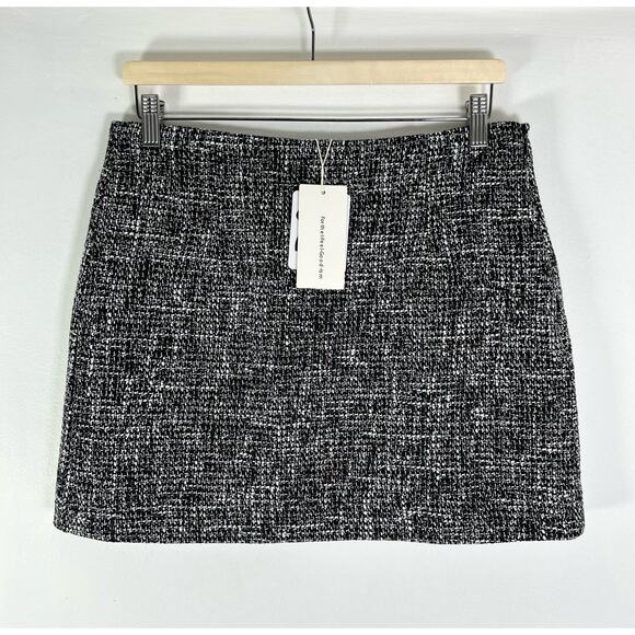 Commense Black & White Tweed Mini Skirt L NWT - Picture 3 of 8